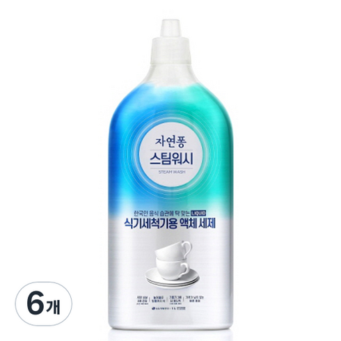 자연퐁 스팀워시 식기세척기용 액체 세제, 1000ml, 6개