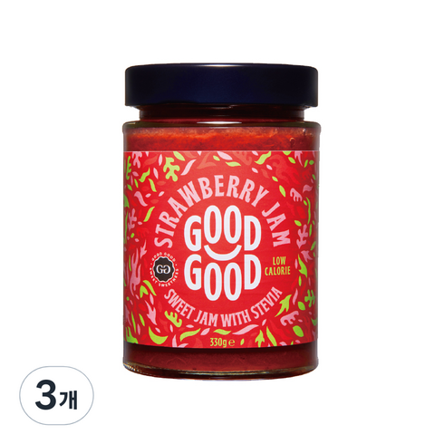 굿굿잼 저칼로리 스테비아 딸기잼, 330g, 3개