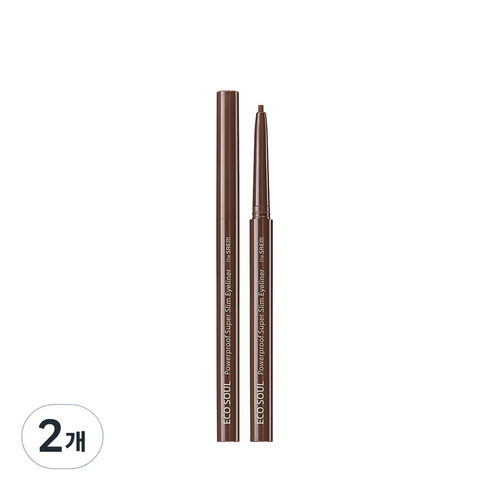 2023년 가성비 최고 소울브라운 - 더샘 에코 소울 파워프루프 초슬림 아이라이너 0.1g, 스릴 브라운, 2개