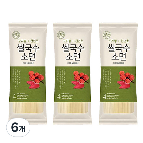 한국면가 생쌀국수 2종 세트 - 건전농부 꾸지뽕천년초 쌀국수 소면, 400g, 6개