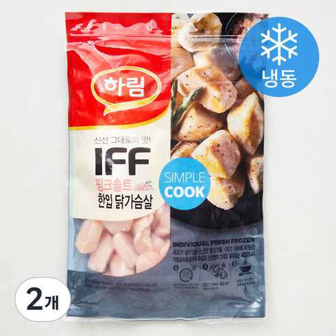 2023년 가성비 최고 냉동닭가슴살 - 하림 IFF 핑크솔트 한입 닭가슴살 (냉동), 2개, 1.1kg