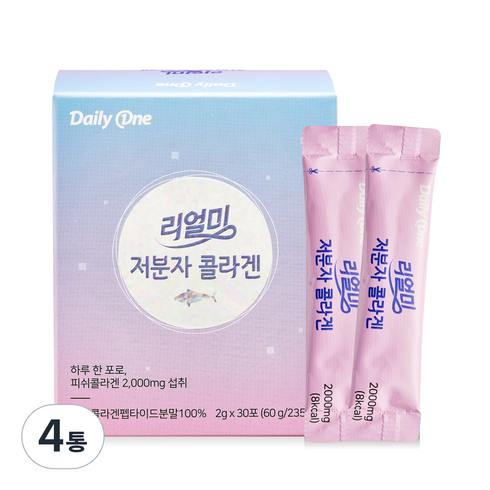 데일리원 리얼미 저분자콜라겐 30p, 60g, 4통