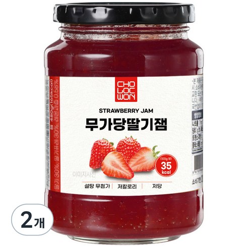 무설탕딸기잼 - 초록원 무가당 딸기잼, 480g, 2개