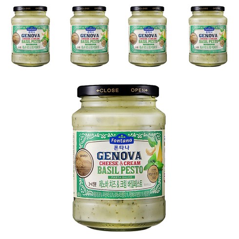 바질페스토 파스타 - 폰타나 제노바 치즈&크림 바질페스토 파스타소스, 430g, 5개