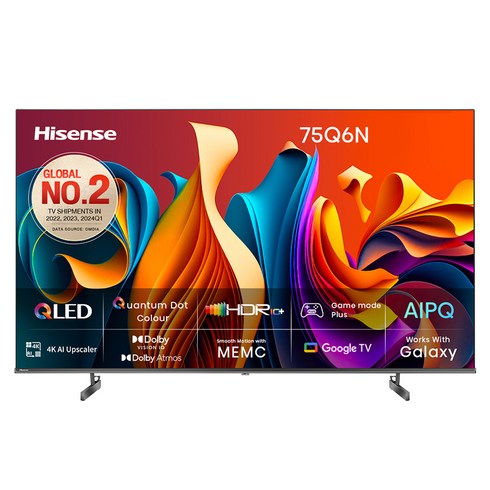 구글티비 - 하이센스 4K UHD QLED 안드로이드12 스마트TV, 75Q6N, 방문설치, 스탠드형, 191cm(75인치)