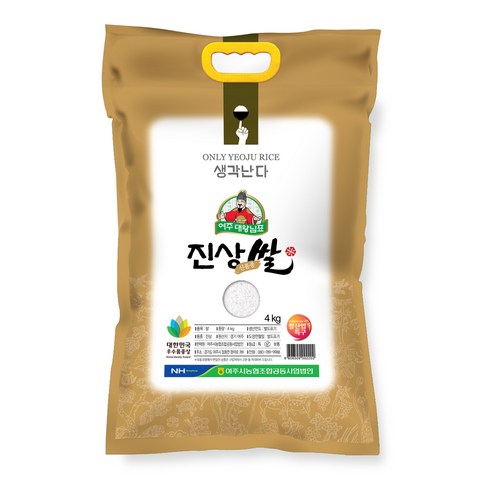 2023 햅쌀 대왕님표 여주쌀 20kg 진상미 - 농협 여주 대왕님표 여주쌀 진상미, 4kg, 1개