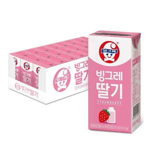 빙그레 딸기우유, 190ml, 24개