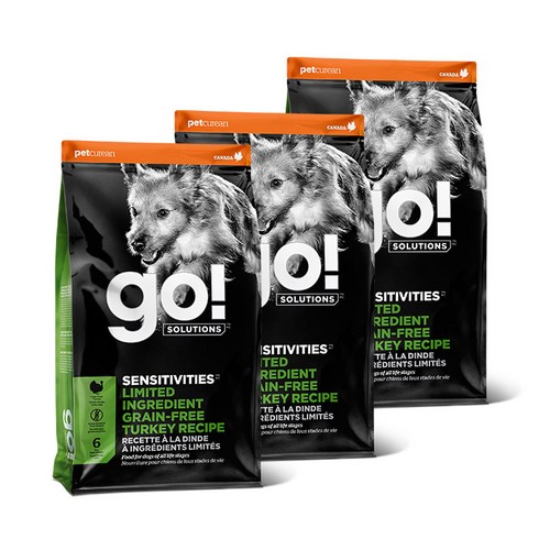 go LID 그레인프리 칠면조 레시피 애견사료, 2kg, 3개