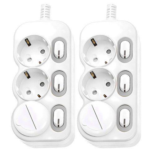 에코파워탭 LED 스위치 개별 절전형 멀티탭 3구 EPM 203N, 2m, 혼합색상, 2개