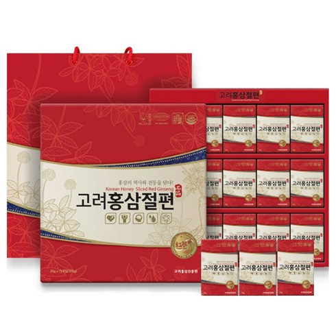 고려홍삼진흥원 홍삼절편 선물세트 15개입 + 쇼핑백, 300g, 1개