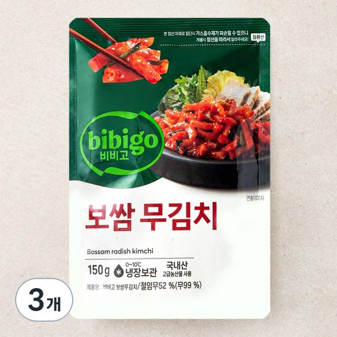 보쌈무김치 - 비비고 보쌈 무김치, 150g, 3개