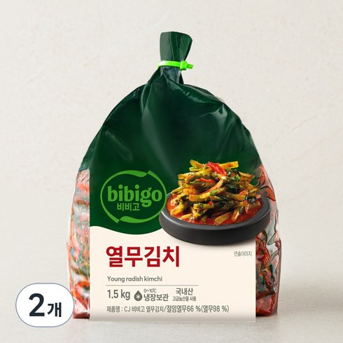 김가연열무김치 - 비비고 열무김치, 1.5kg, 2개