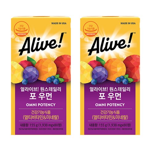 얼라이브 원스데일리 포 우먼 멀티비타민, 80정, 2개