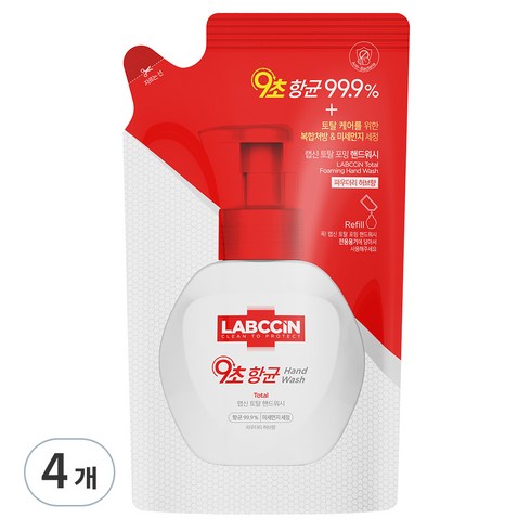 랩신핸드워시 - 랩신 토탈 핸드워시 리필 파우더리허브향, 450ml, 4개