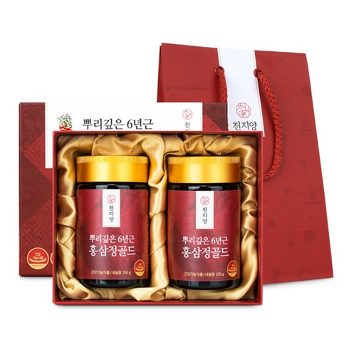천지양 뿌리깊은 6년근 홍삼정골드 + 쇼핑백, 250g, 1세트