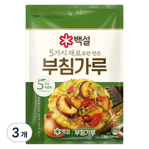 백설 5가지 재료로만 만든 부침가루, 3개, 1kg