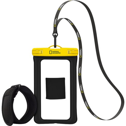 내셔널지오그래픽 4중 잠금 원터치 핸드폰 방수팩 DX + 암밴드 세트, 1세트, 옐로우(방수팩)