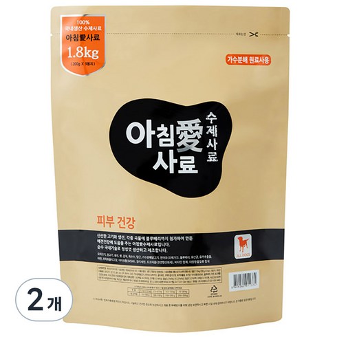 아침애사료 - 아침애사료 전연령 피부건강을 돕는 강아지 사료, 오리, 1.8kg, 2개