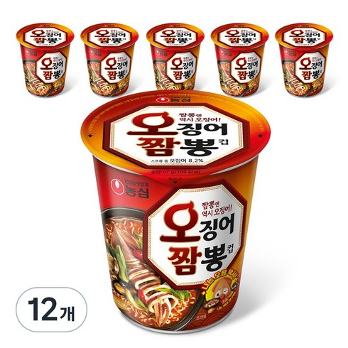 오징어짬뽕컵라면 - 오징어짬뽕 컵 67g, 12개