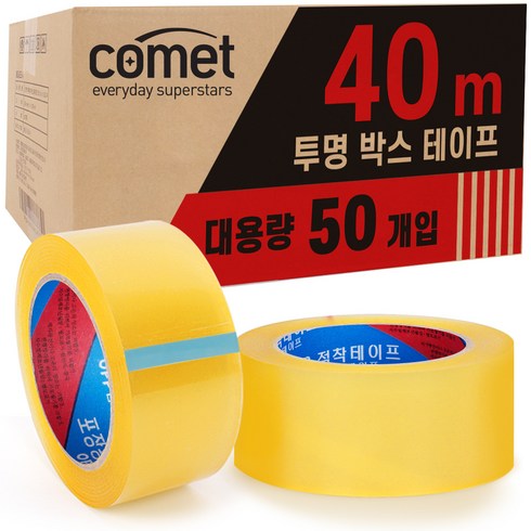 투명박스테이프40롤 - 코멧 투명 박스테이프 40M * 48mm, 50개