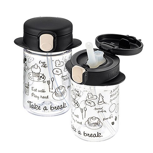 릿첼 AQ 슬림머그 빨대컵 160ml, 블랙, 2개