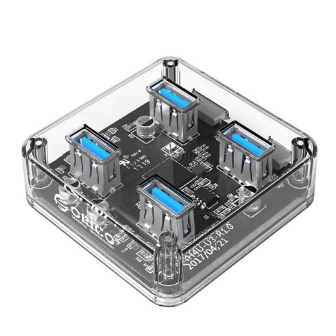 2024년 가성비 최고 오리코 USB 허브 - 오리코 USB3.0 무전원 허브 MH4U-U3-10, 투명