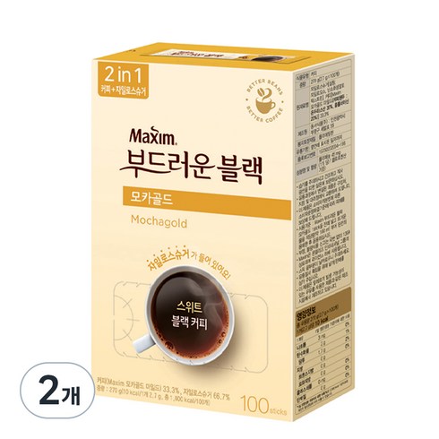 블랙커피 - 맥심 모카골드 부드러운 블랙 커피믹스, 2.7g, 100개입, 2개