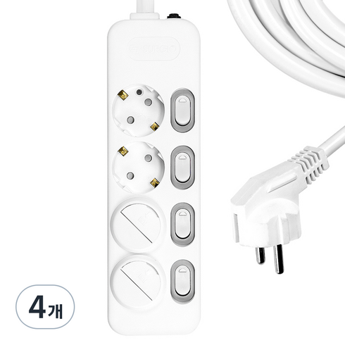 써지오 개별 멀티탭 4구 DH-1648-MT + 안전커버 2p 랜덤발송, 2m, 4개