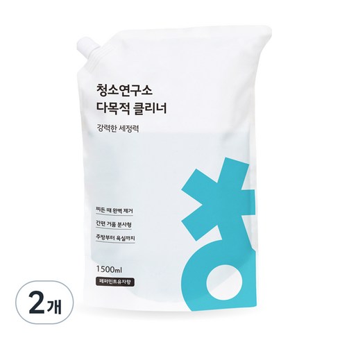 청소연구소 다목적 클리너 리필, 1.5L, 2개