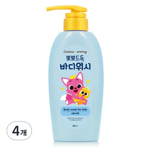 베비언스바디워시 - 베비언스 핑크퐁 뽀뽀드득 바디워시 복숭아향, 380ml, 4개