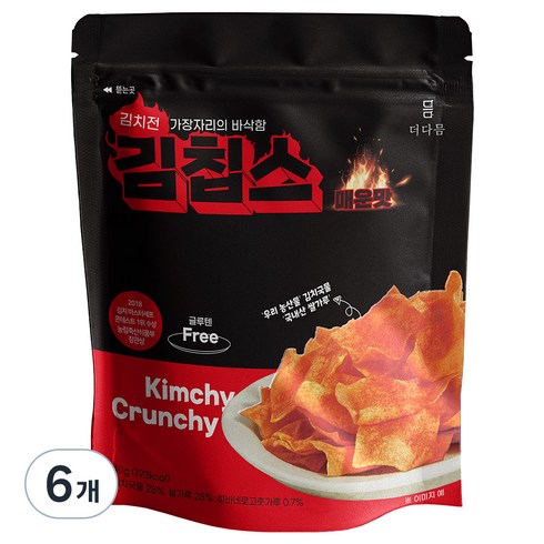 김칩스 - 더다믐 김치부각 김칩스 매운김치전맛, 40g, 6개