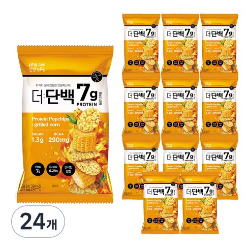 빙그레 건강tft 더단백 팝칩 군옥수수맛, 44g, 24개