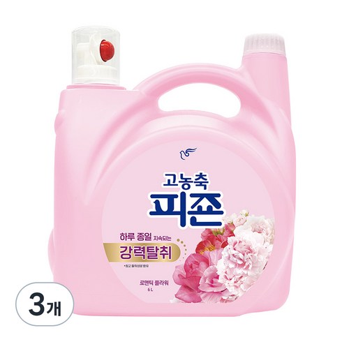 고농축 피죤 강력탈취 오리지널 로맨틱플라워 섬유유연제, 6L, 3개