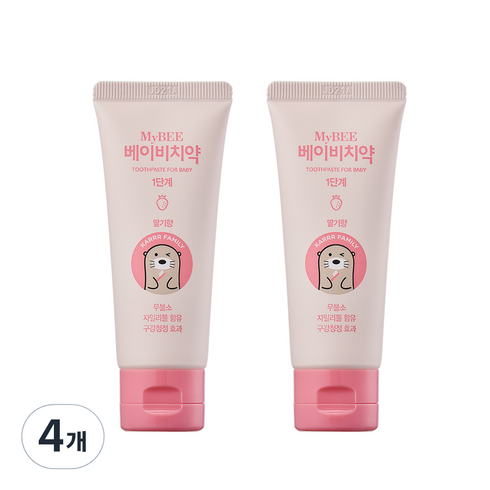 마이비 베이비치약 1단계 딸기향, 50g, 4개