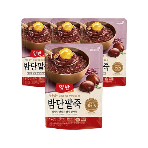 팥죽 - 양반죽 밤단팥죽 파우치죽, 420g, 4개