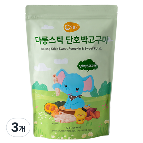 오늘도 다롱스틱 단호박고구마 유아쌀과자, 혼합맛(단호박/고구마), 110g, 3개