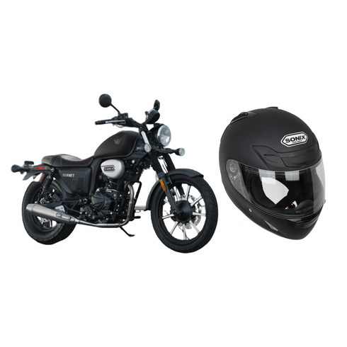 한솜모터스 클래식 매뉴얼 바이크 베네트125 + 소닉스 오토바이 헬멧 방문설치, 매트 블랙, BENNET 125