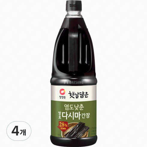 청정원 햇살담은 염도낮춘 발효다시마 간장, 4개, 1.7L