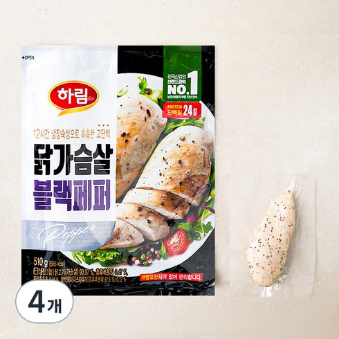 하림 닭가슴살 블랙페퍼, 510g, 1개입, 4개
