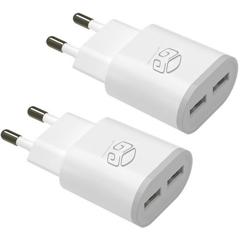 디지지 2구 USB 아답터 충전기, 화이트, 2개입