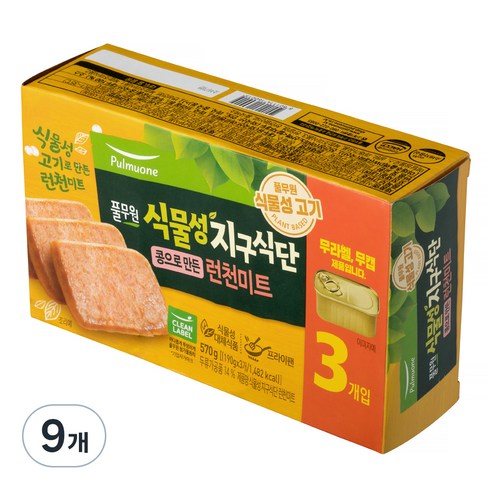 풀무원 식물성 지구식단 런천미트, 190g, 9개