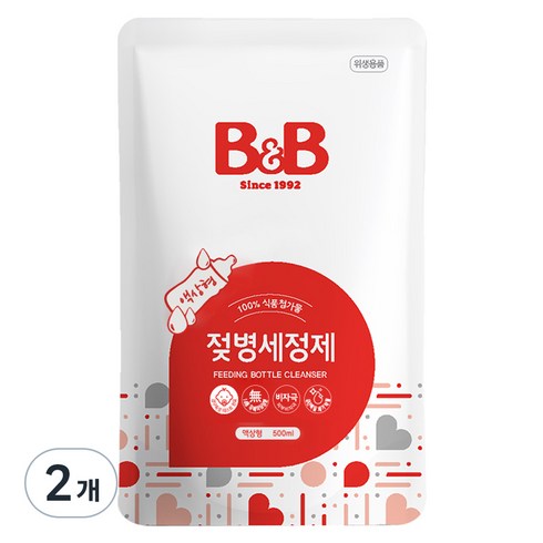 비앤비 젖병 식기세정제 리필, 2개, 500ml