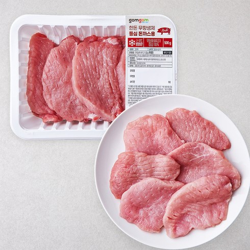 등심 - 곰곰 한돈 무항생제 등심 돈까스용 (냉장), 500g, 1개