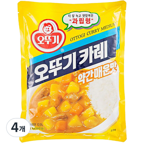 오뚜기카레1kg - 오뚜기 카레 (약간매운맛) 1kg, 4개