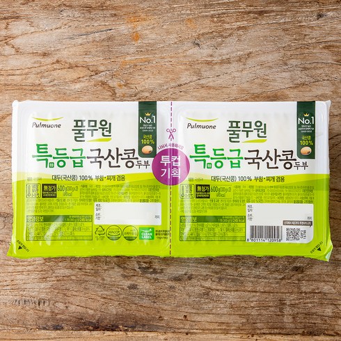 두부 - 풀무원 특등급 국산콩 두부 부침찌개 겸용, 300g, 2개입