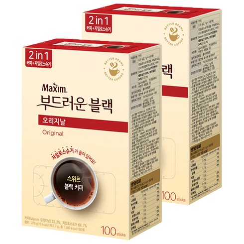 맥심 오리지날 부드러운 블랙 커피믹스, 2.7g, 100개입, 2개