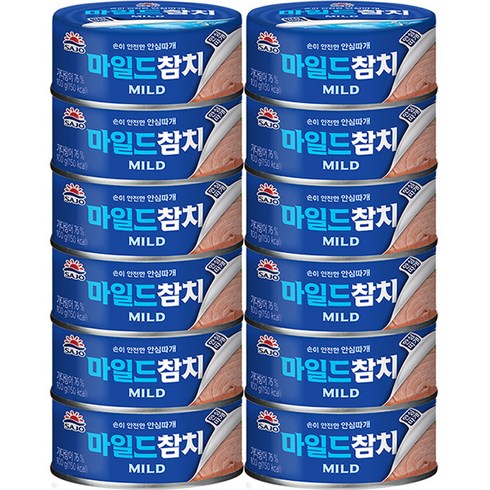 2023년 가성비 최고 참치 - 사조 마일드 참치 안심따개, 100g, 12개