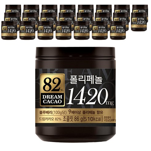 롯데제과 드림카카오 82% 폴리페놀 초콜릿, 86g, 24개