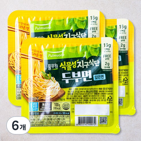 지구식단 풀무원 식물성 지구 식단 두부면 얇은면, 300g, 2개