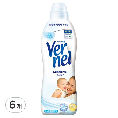 버넬 센서티브 섬유유연제 본품, 900ml, 6개